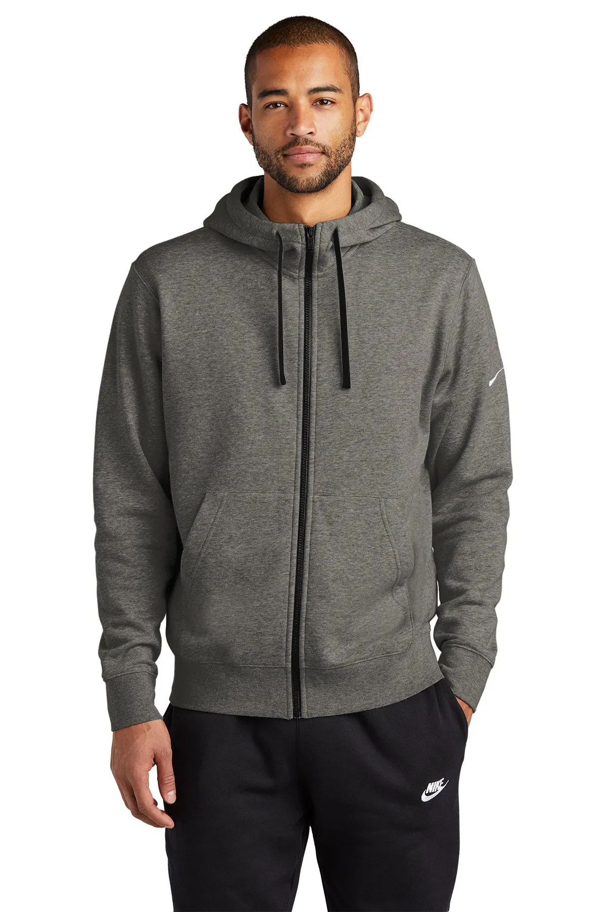 Nike Club Fleece Custom Zip Hoodies, Charcoal Heather