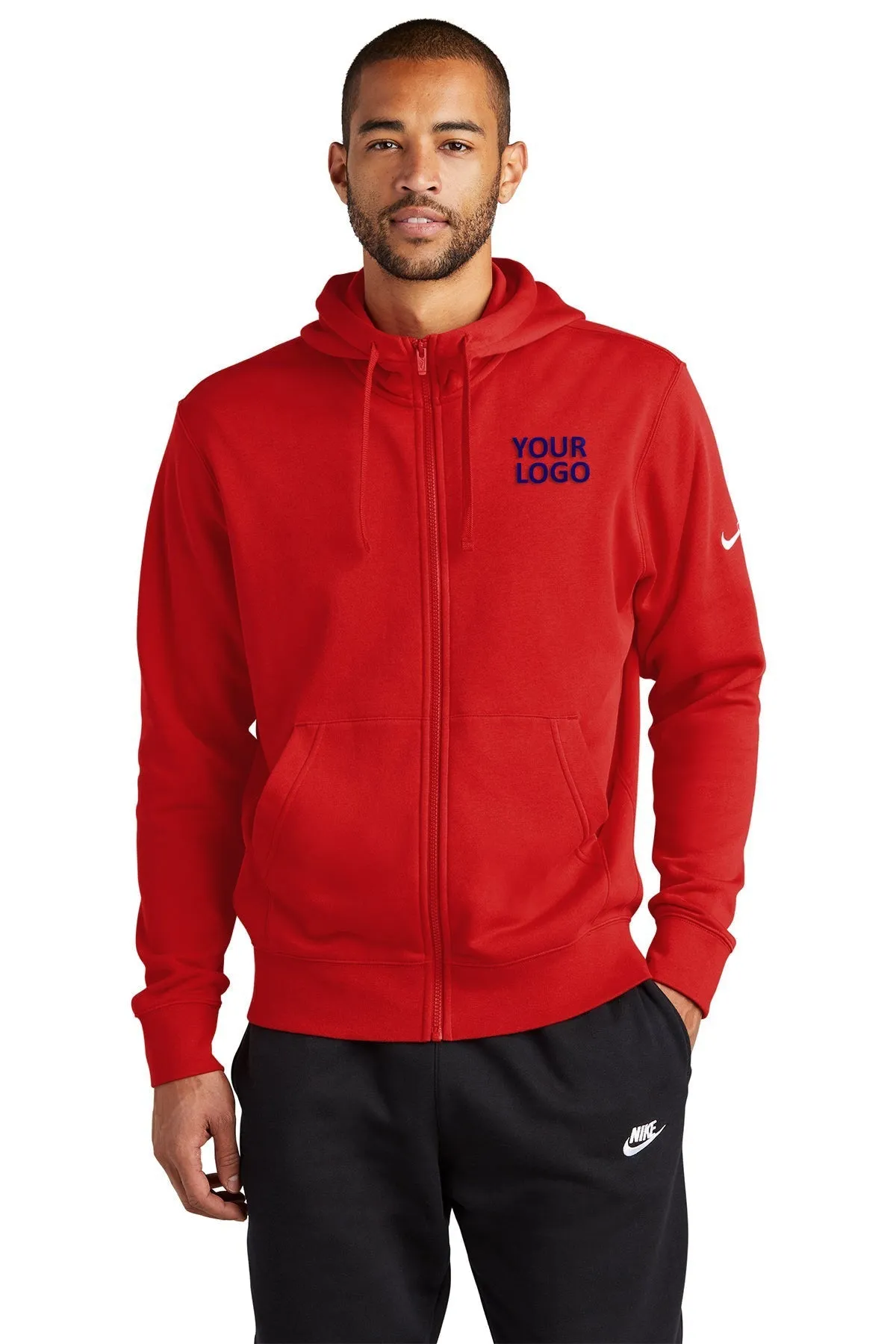 Nike Club Fleece Custom Zip Hoodies, University Red