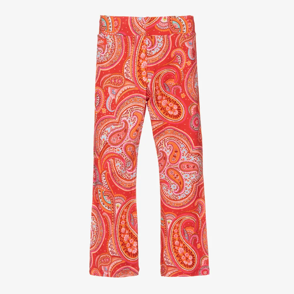 Orange Paisley Flared Leggings