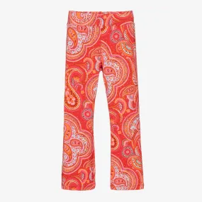 Orange Paisley Flared Leggings