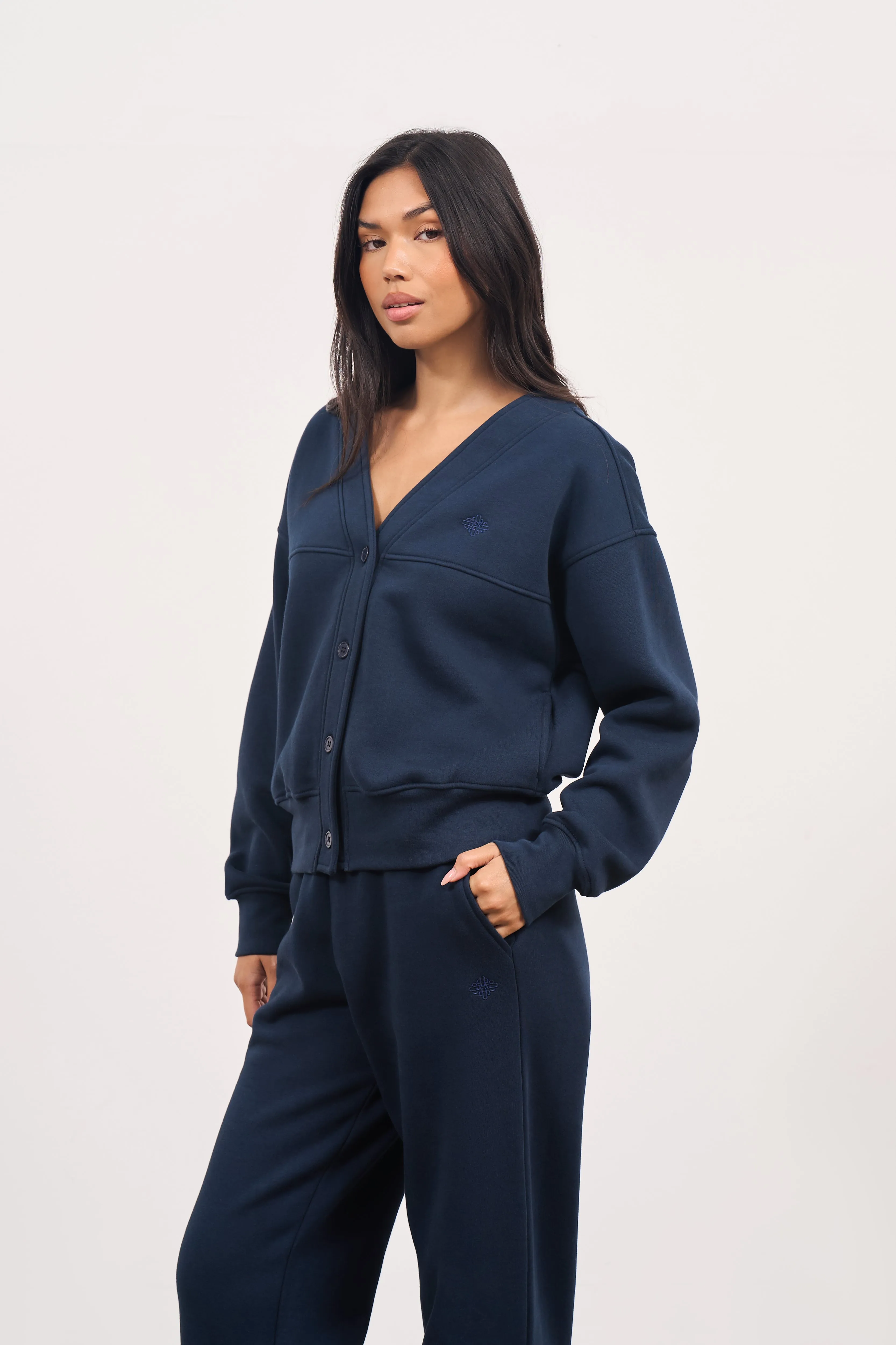 OVERSIZED JERSEY CARDIGAN - NAVY