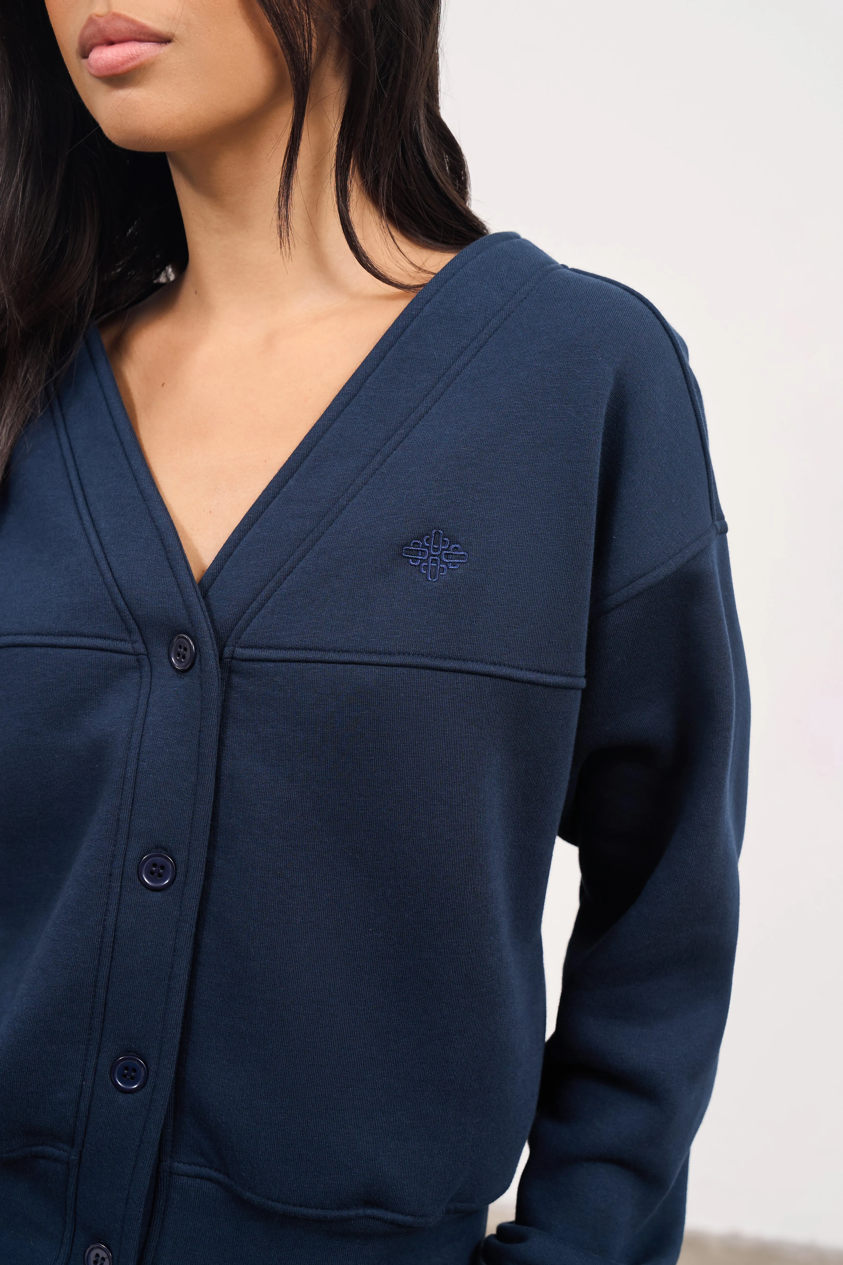 OVERSIZED JERSEY CARDIGAN - NAVY