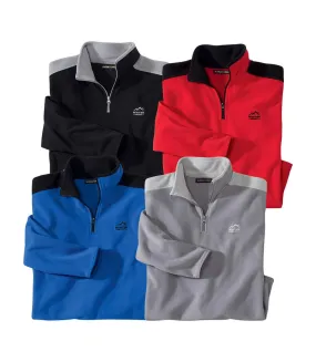 Pack of 4 Men's Everyday Microfleece Jumpers - Black Grey Red Blue