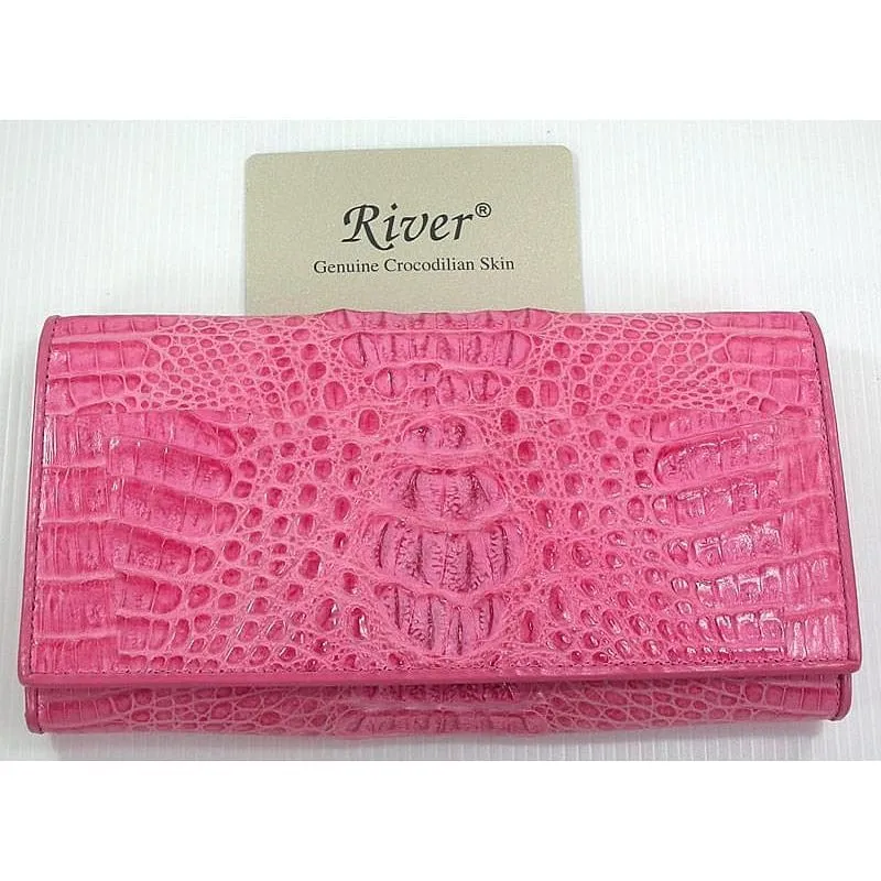 Pink Genuine Crocodile Leather Wallet