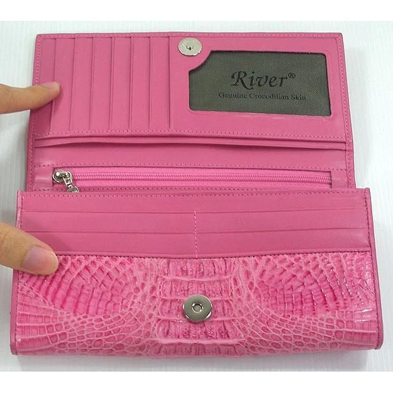 Pink Genuine Crocodile Leather Wallet