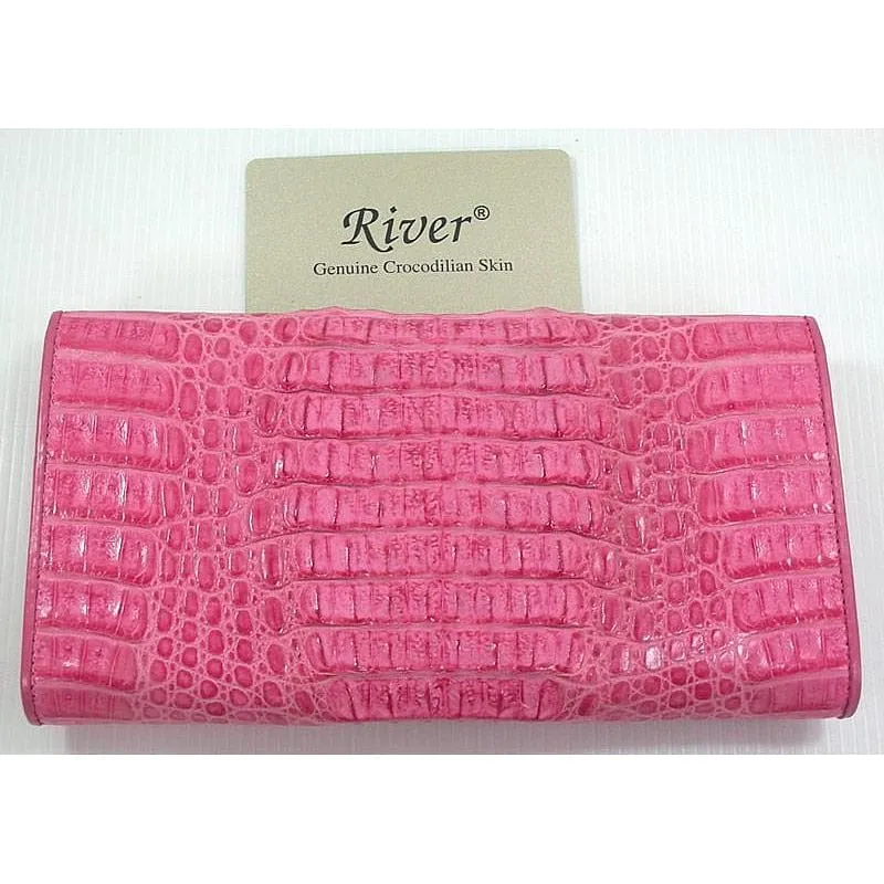 Pink Genuine Crocodile Leather Wallet