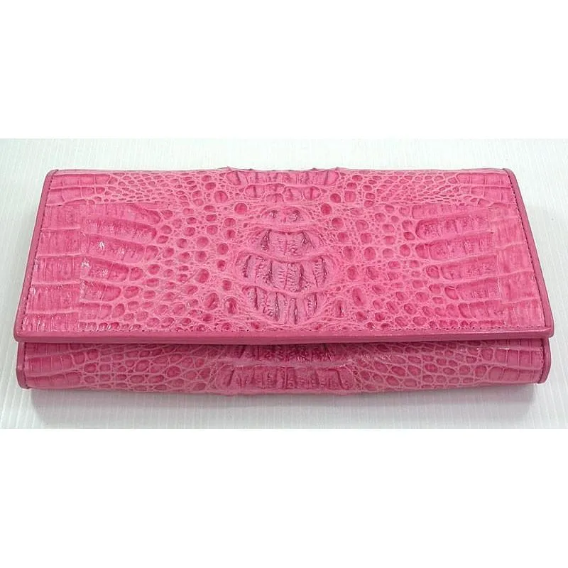 Pink Genuine Crocodile Leather Wallet