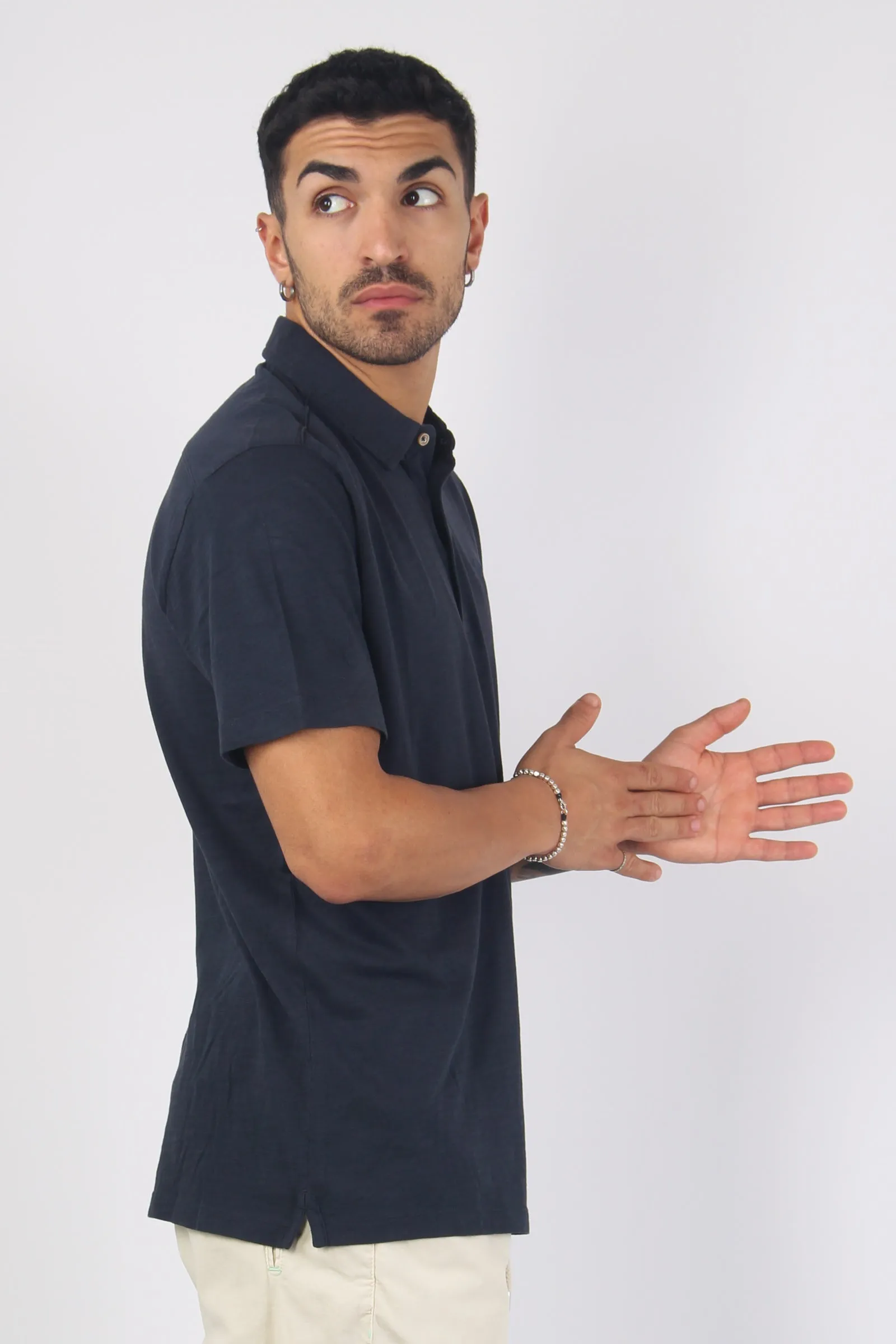 Polo Jersey Fiammata Navy