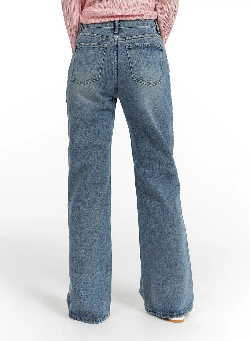 Recycled Denim Washed Straight-Leg Jeans OF422