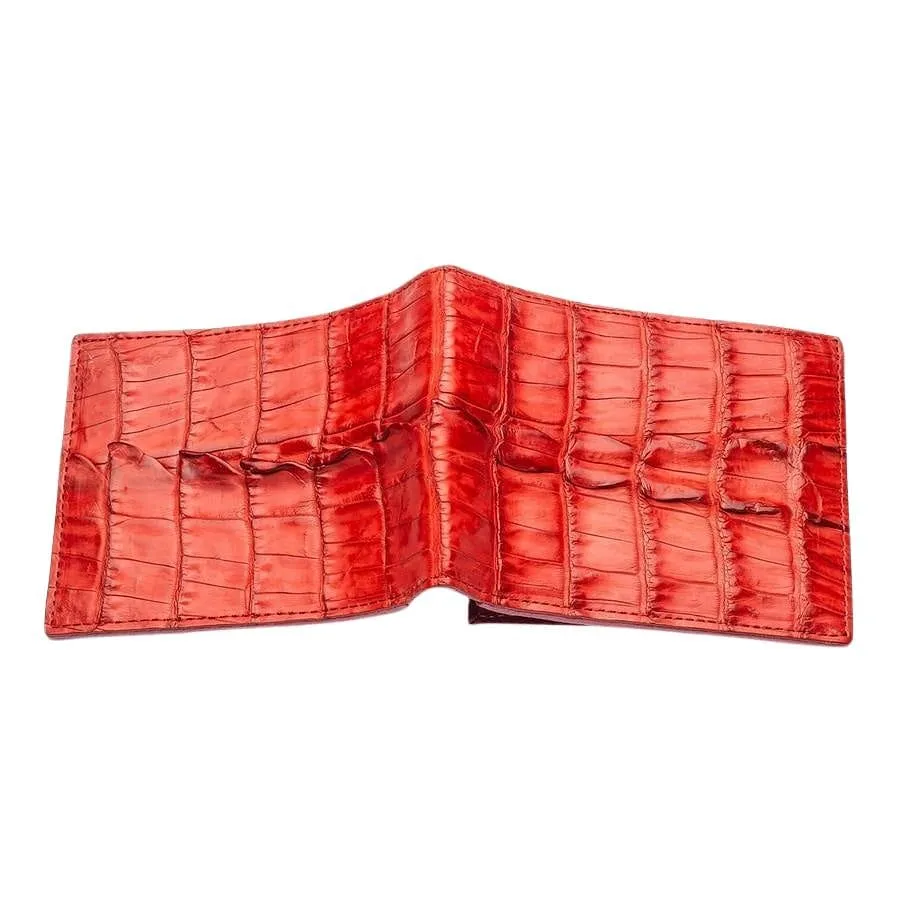 Red Genuine Crocodile Tail Mens Wallet