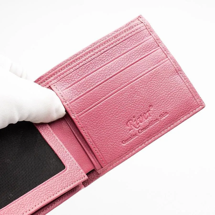 Red Genuine Crocodile Tail Mens Wallet