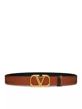 REVERSIBLE VLOGO SIGNATURE BELT IN POLISHED CALFSKIN 30 MM