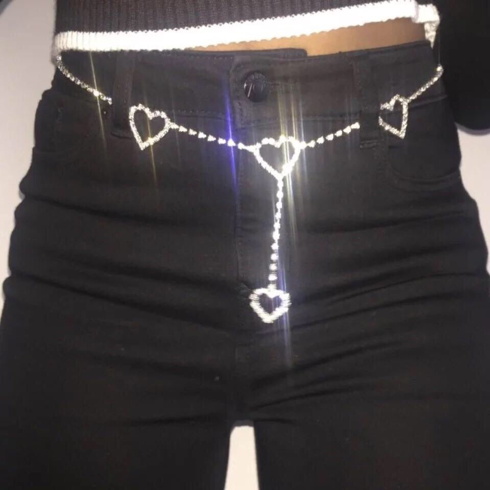 Rhinestone Heart Drops Belt