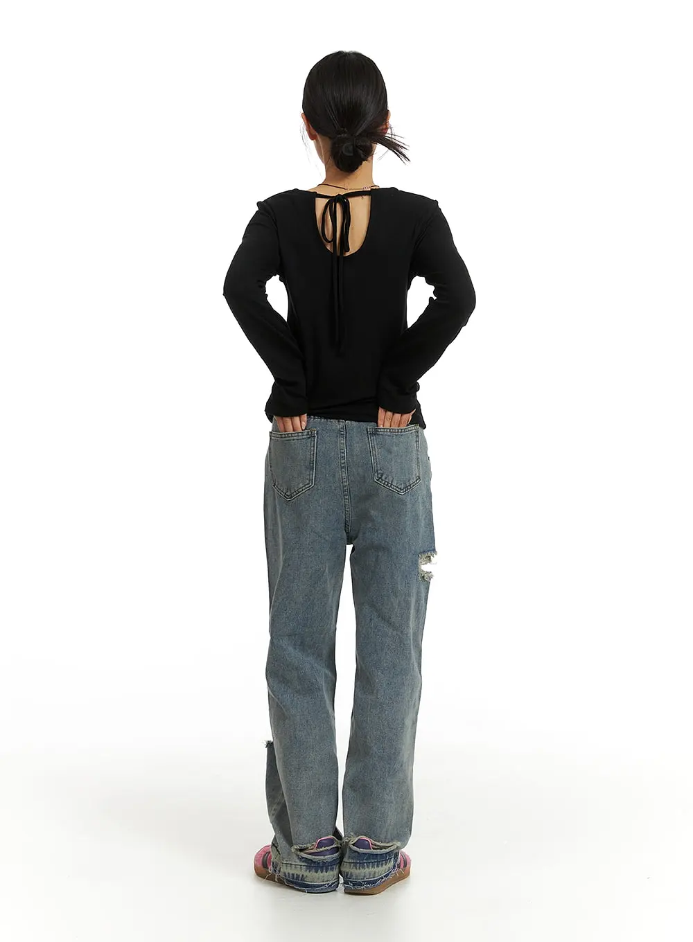 Ribbed Straight Leg Denim Jeans CJ431