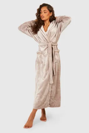 Ribbon Trim Fleece Maxi Dressing Gown