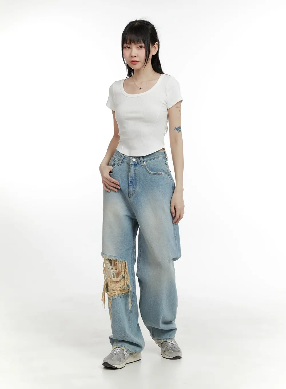 Ripped Baggy Jeans CA401