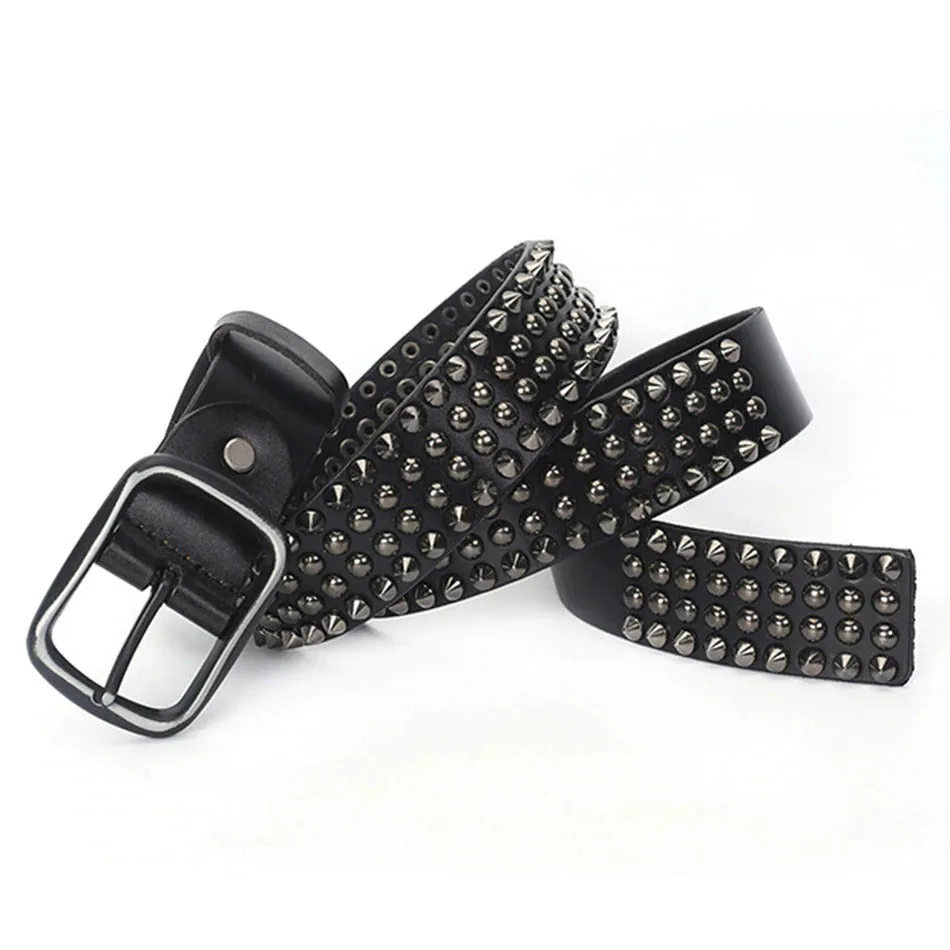 Riveted Real Leather Pin Belt for Men and Women / Rock Style Genuine Leather Belts