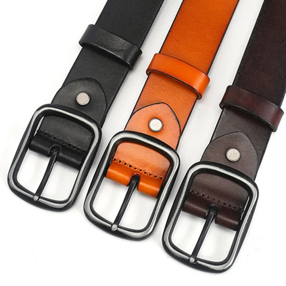 Riveted Real Leather Pin Belt for Men and Women / Rock Style Genuine Leather Belts