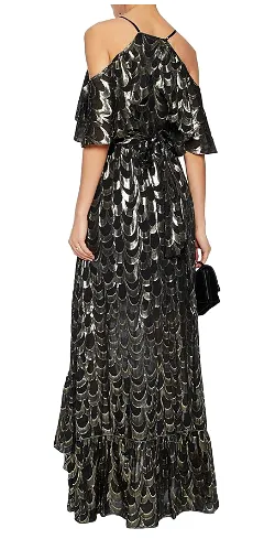 Ruffled Metallic Gown