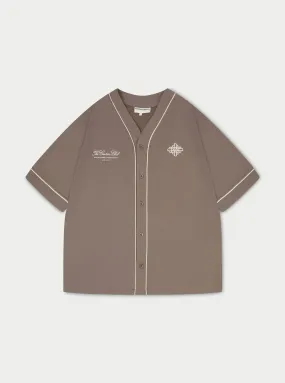 SCRIPT JERSEY BASEBALL SHIRT - COFFEE