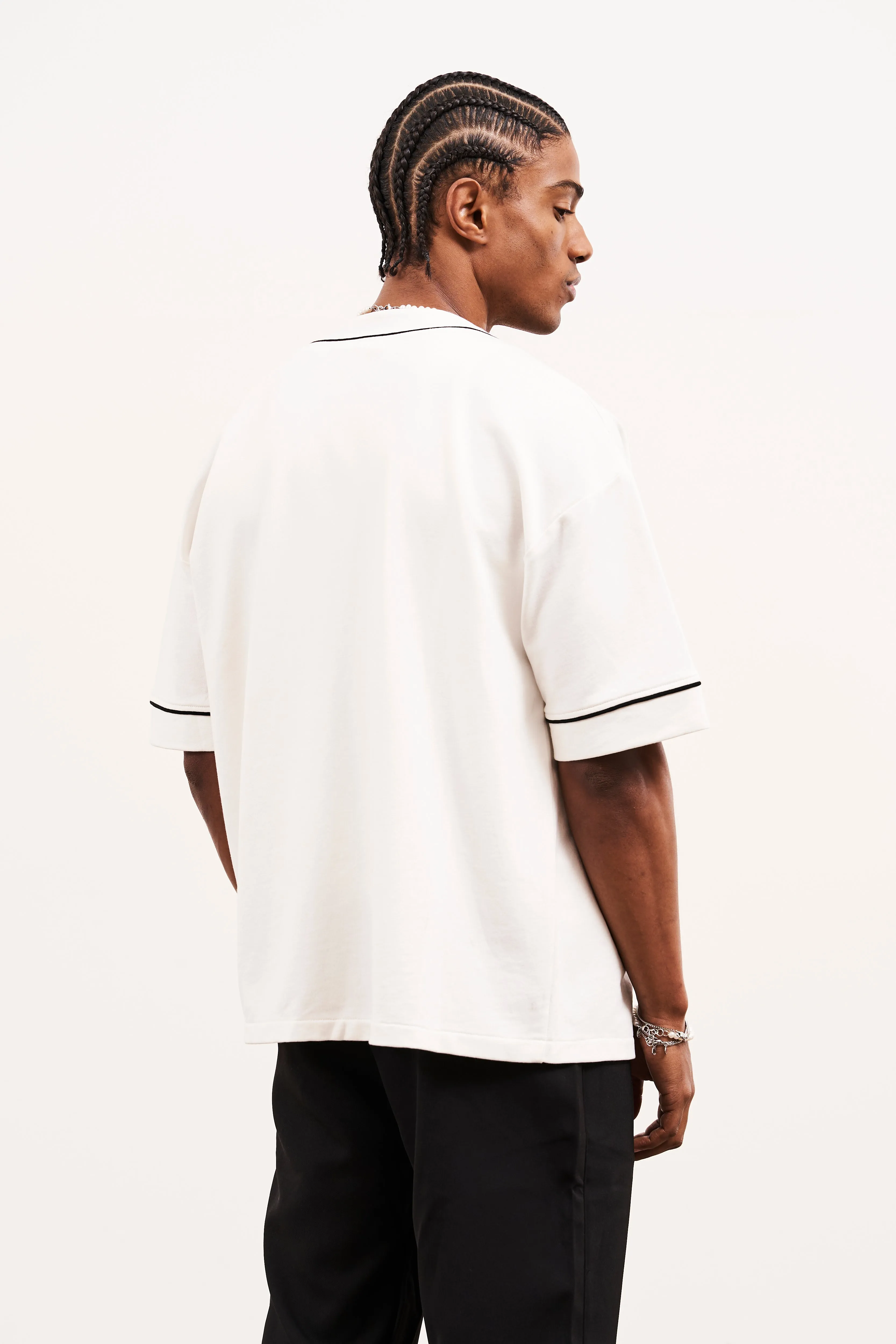 SCRIPT JERSEY BASEBALL SHIRT - OFF WHITE