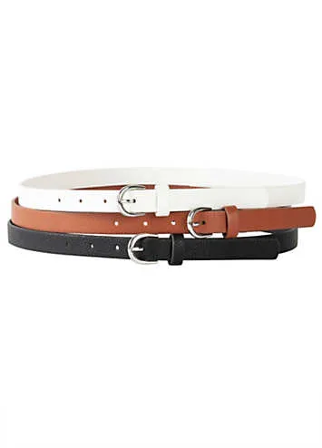 Set of 3 Leather Belts by bonprix | Look Again