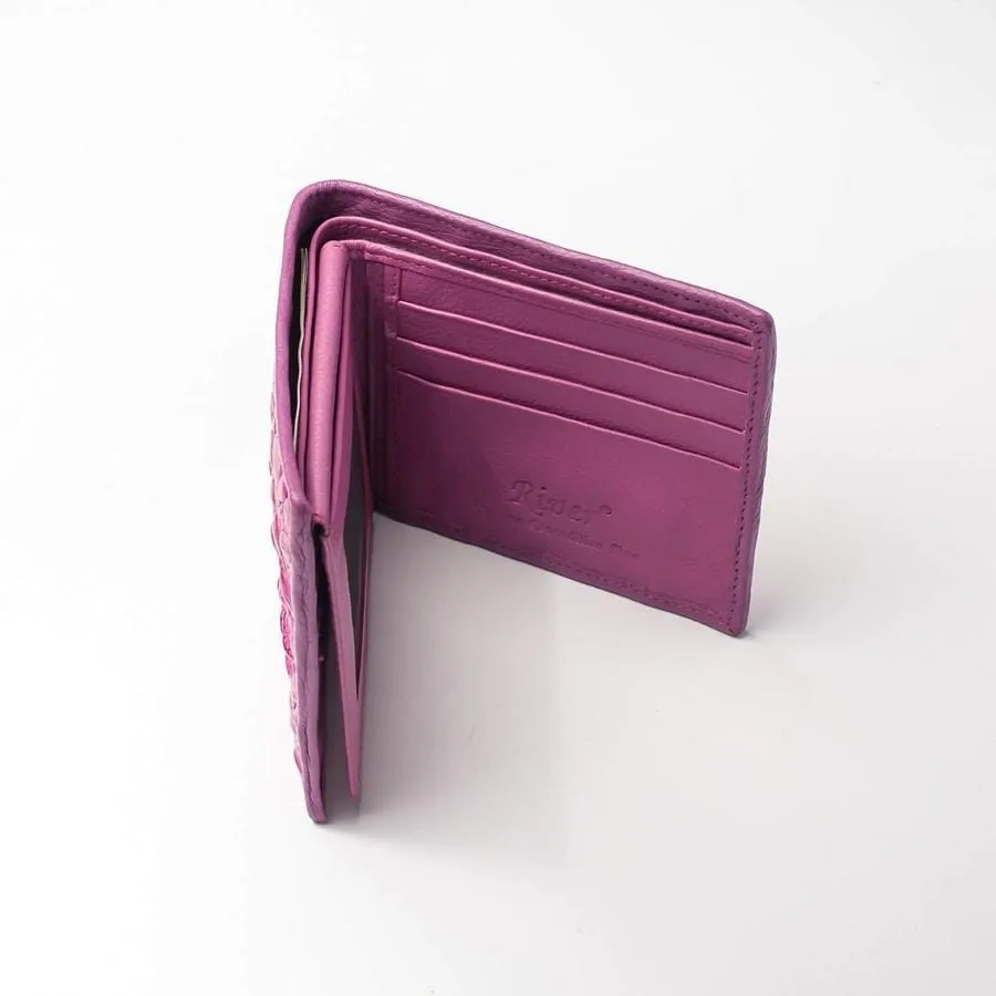 Shocking Pink Crocodile Hornback Wallet