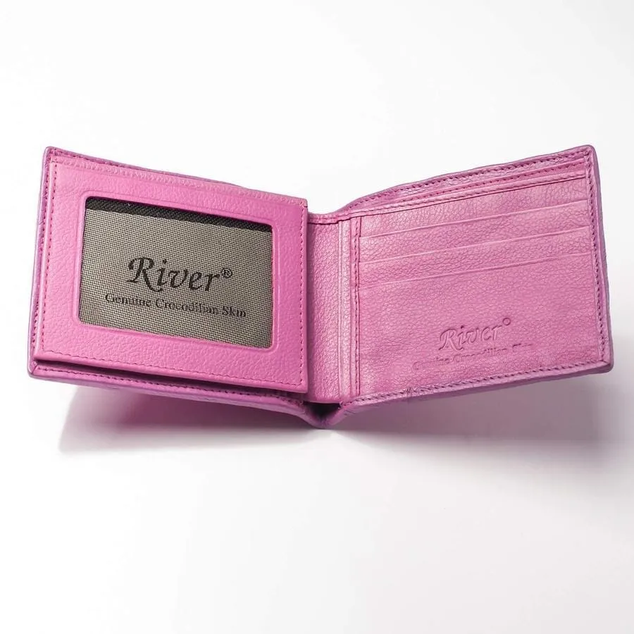 Shocking Pink Crocodile Hornback Wallet