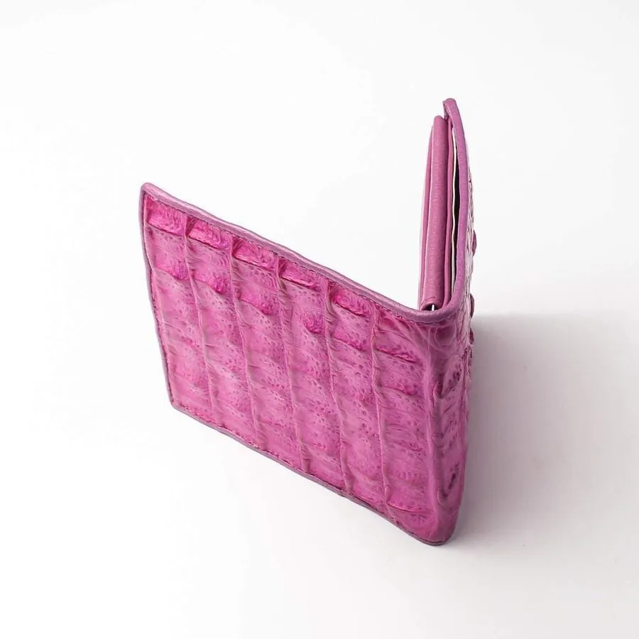 Shocking Pink Crocodile Hornback Wallet