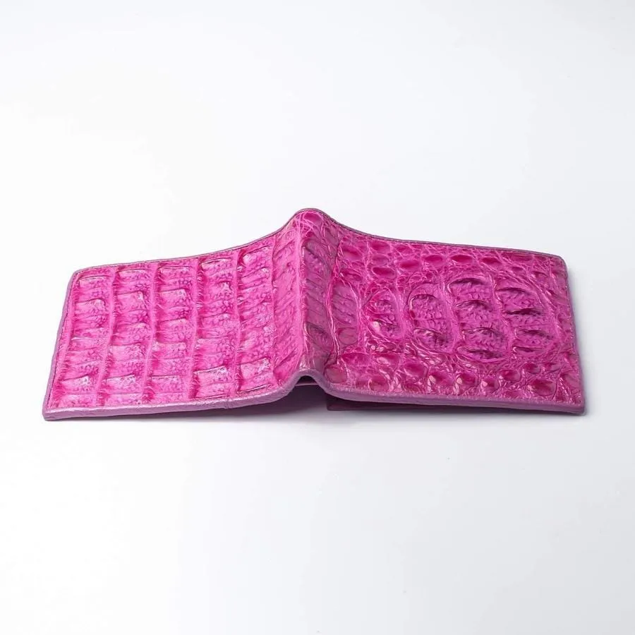 Shocking Pink Crocodile Hornback Wallet