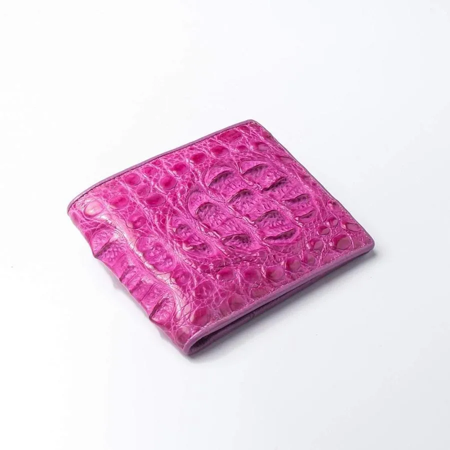 Shocking Pink Crocodile Hornback Wallet