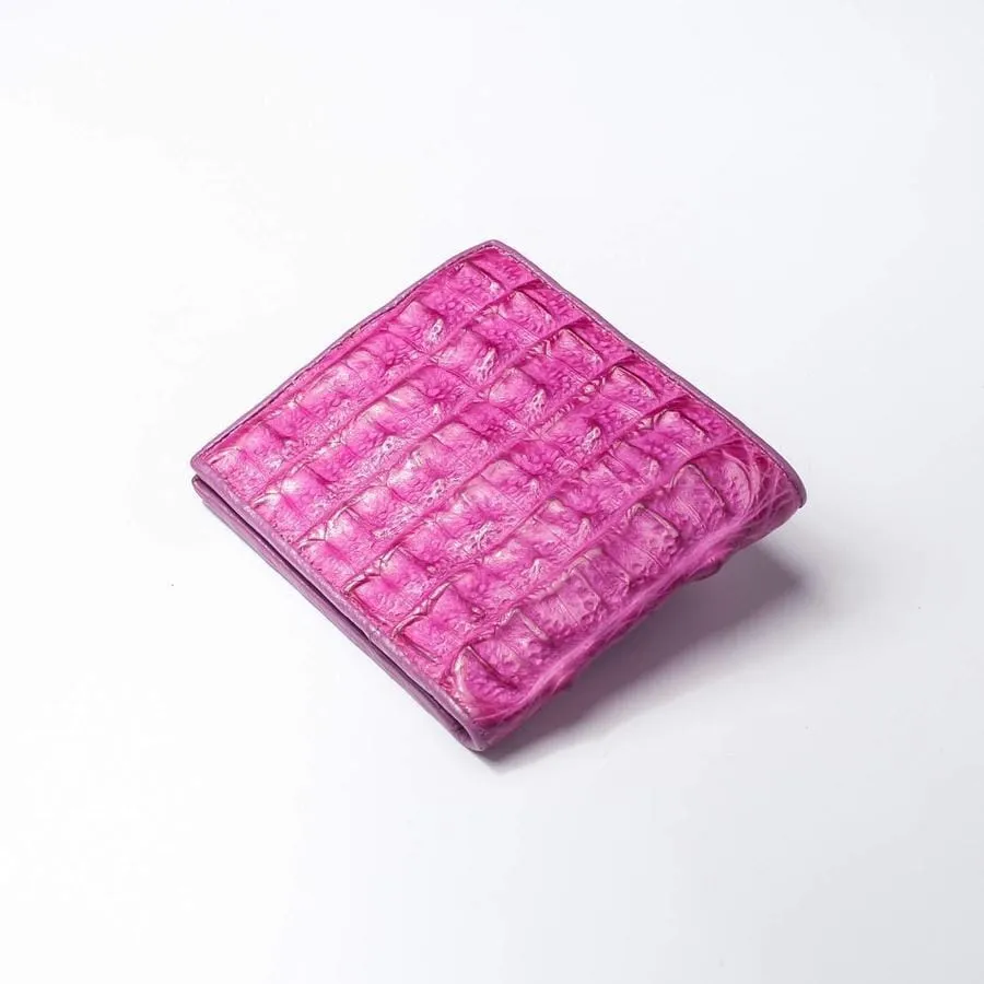 Shocking Pink Crocodile Hornback Wallet