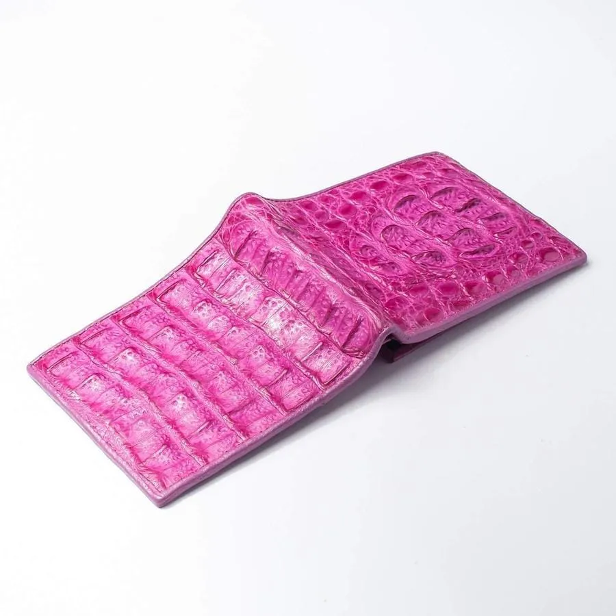 Shocking Pink Crocodile Hornback Wallet