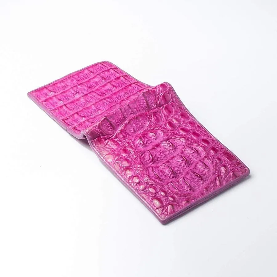 Shocking Pink Crocodile Hornback Wallet