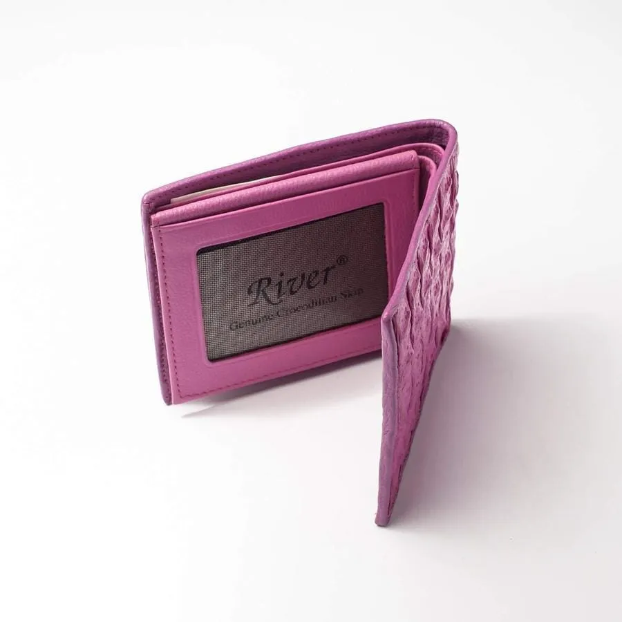 Shocking Pink Crocodile Hornback Wallet