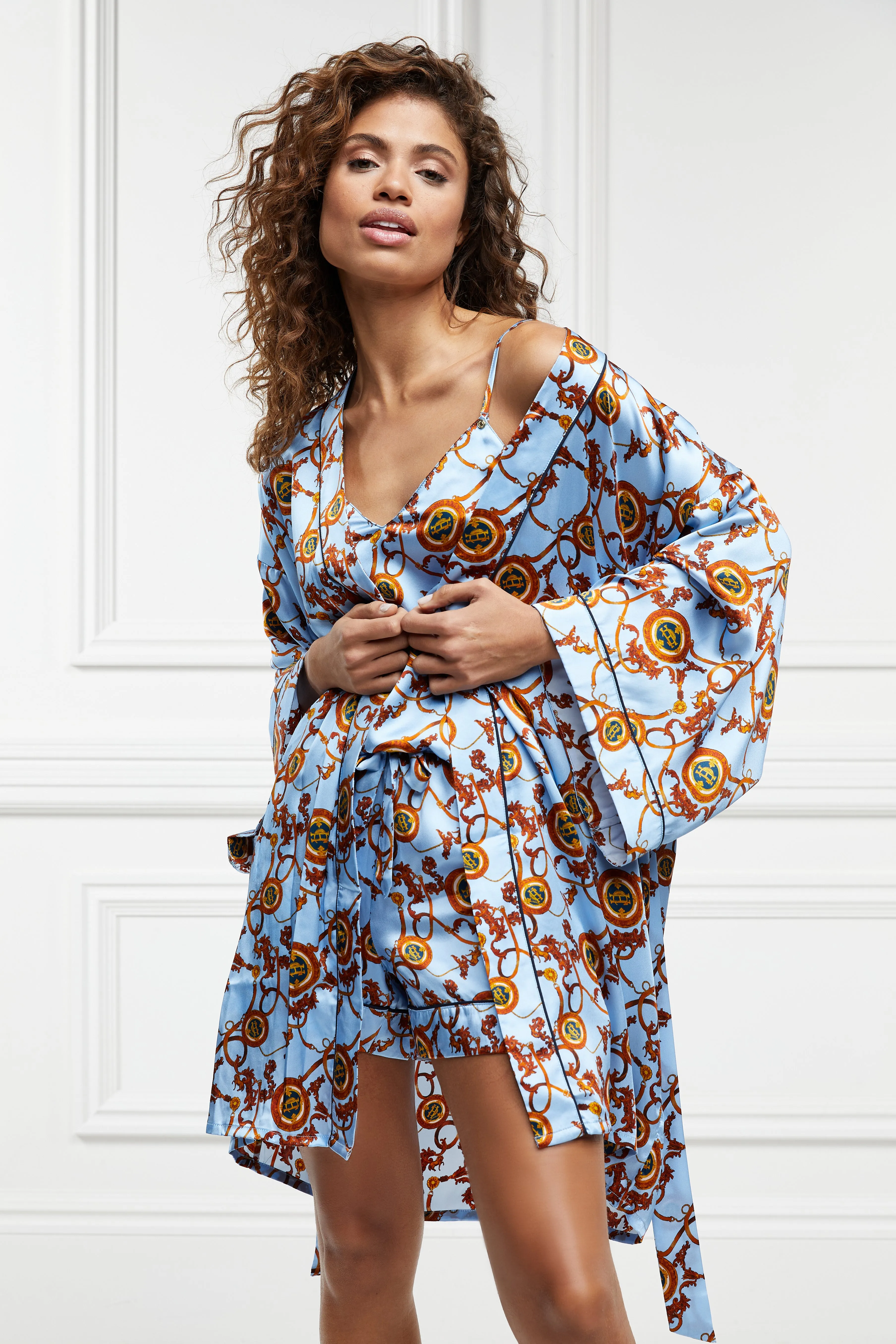 Silk Dressing Gown (Sky Blue)