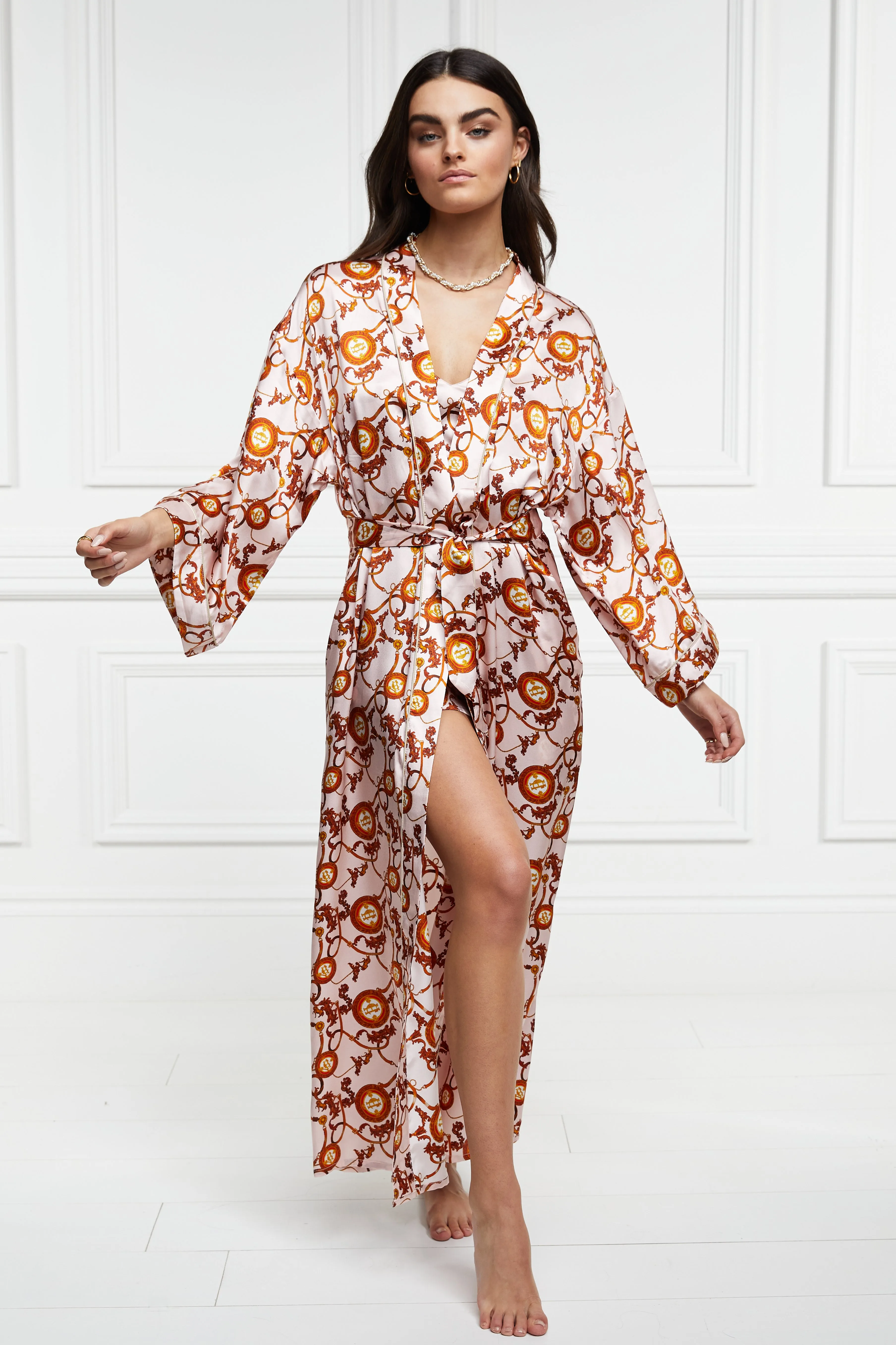 Silk Full Length Dressing Gown (Blush)