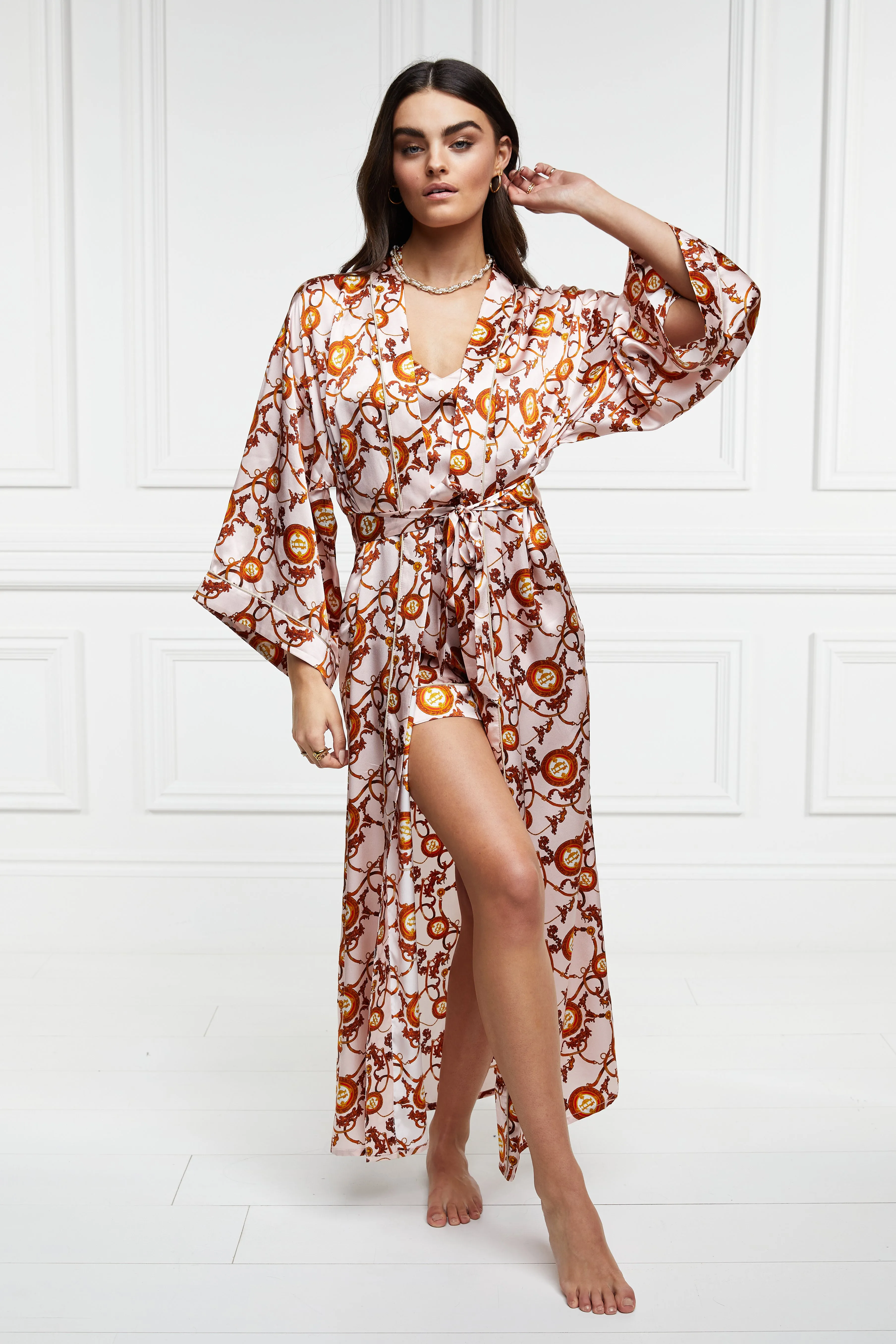 Silk Full Length Dressing Gown (Blush)