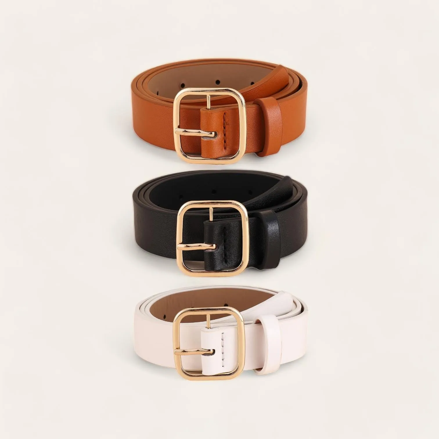 TAILLE 3pc Belt Set 1.1” Gold Buckle