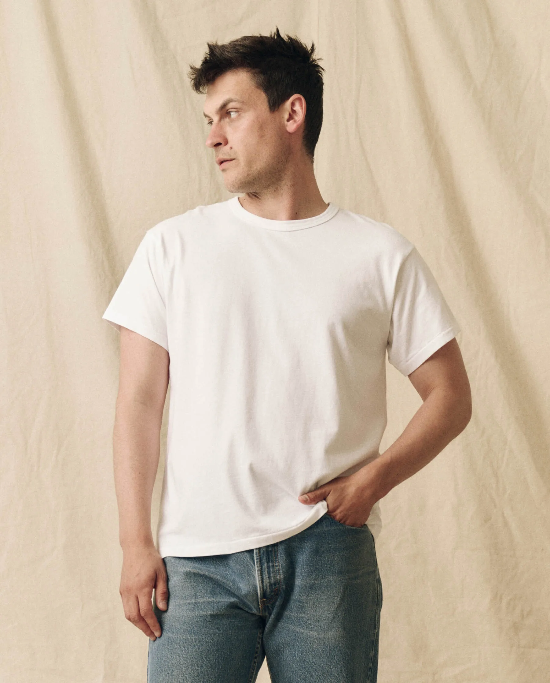 The Men's Pure Knits Boxy Crew. Solid -- True White