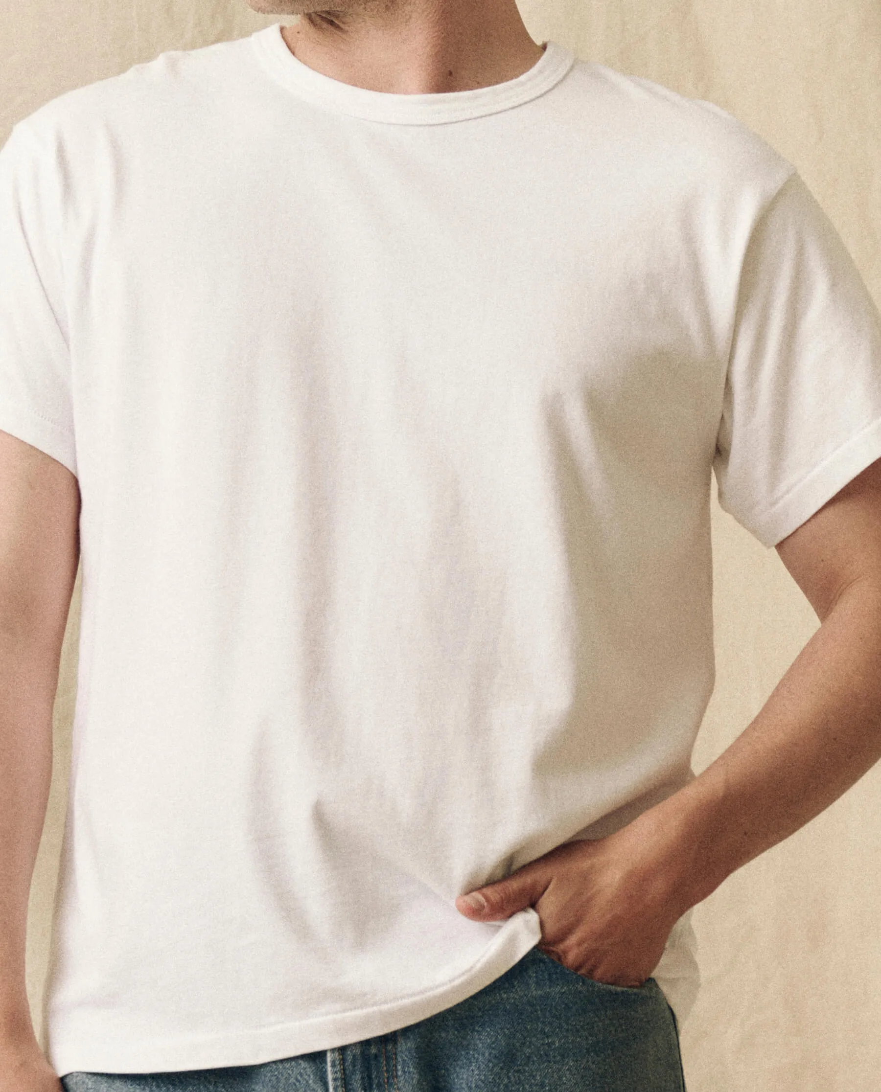 The Men's Pure Knits Boxy Crew. Solid -- True White