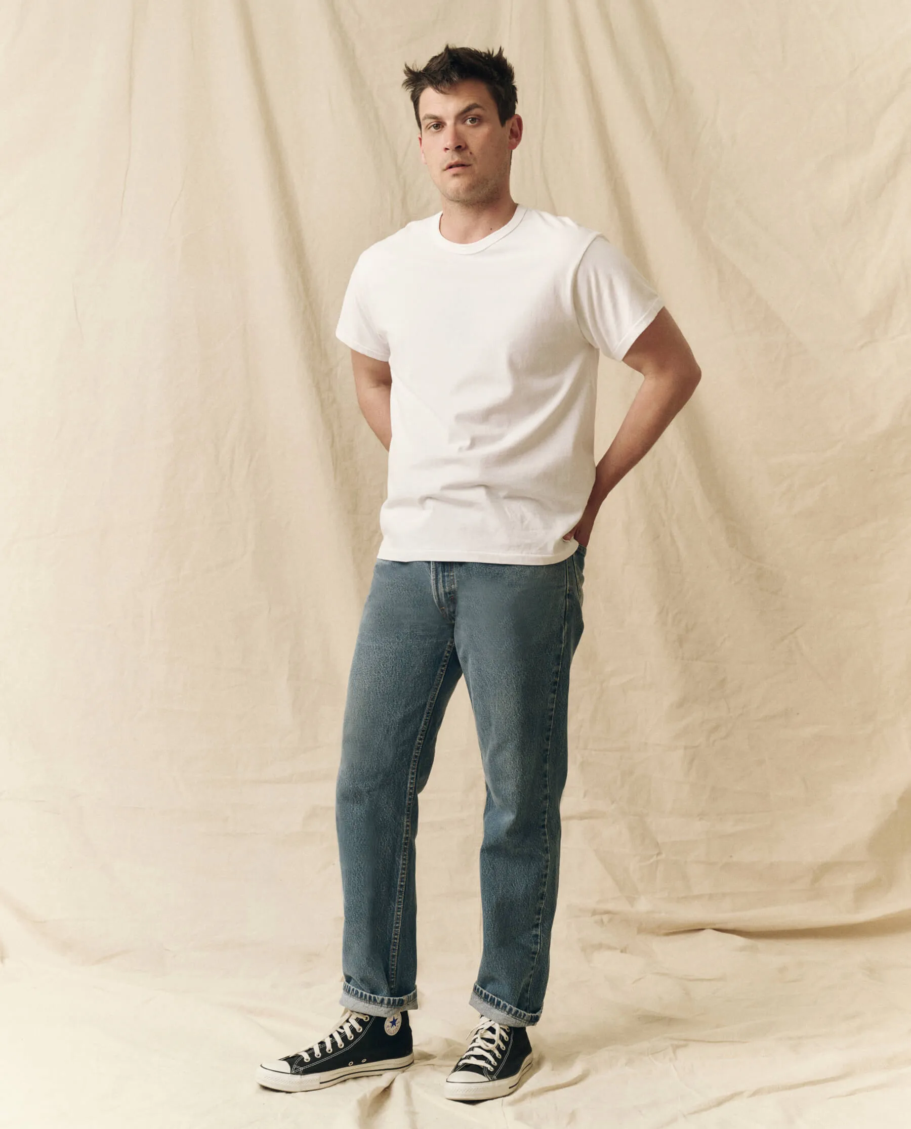 The Men's Pure Knits Boxy Crew. Solid -- True White