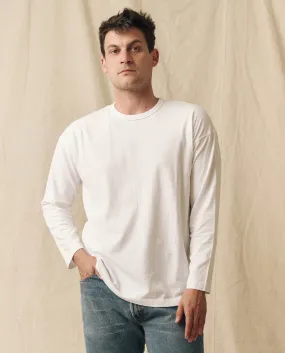 The Men's Pure Knits Long Sleeve Boxy Crew. Solid -- True White