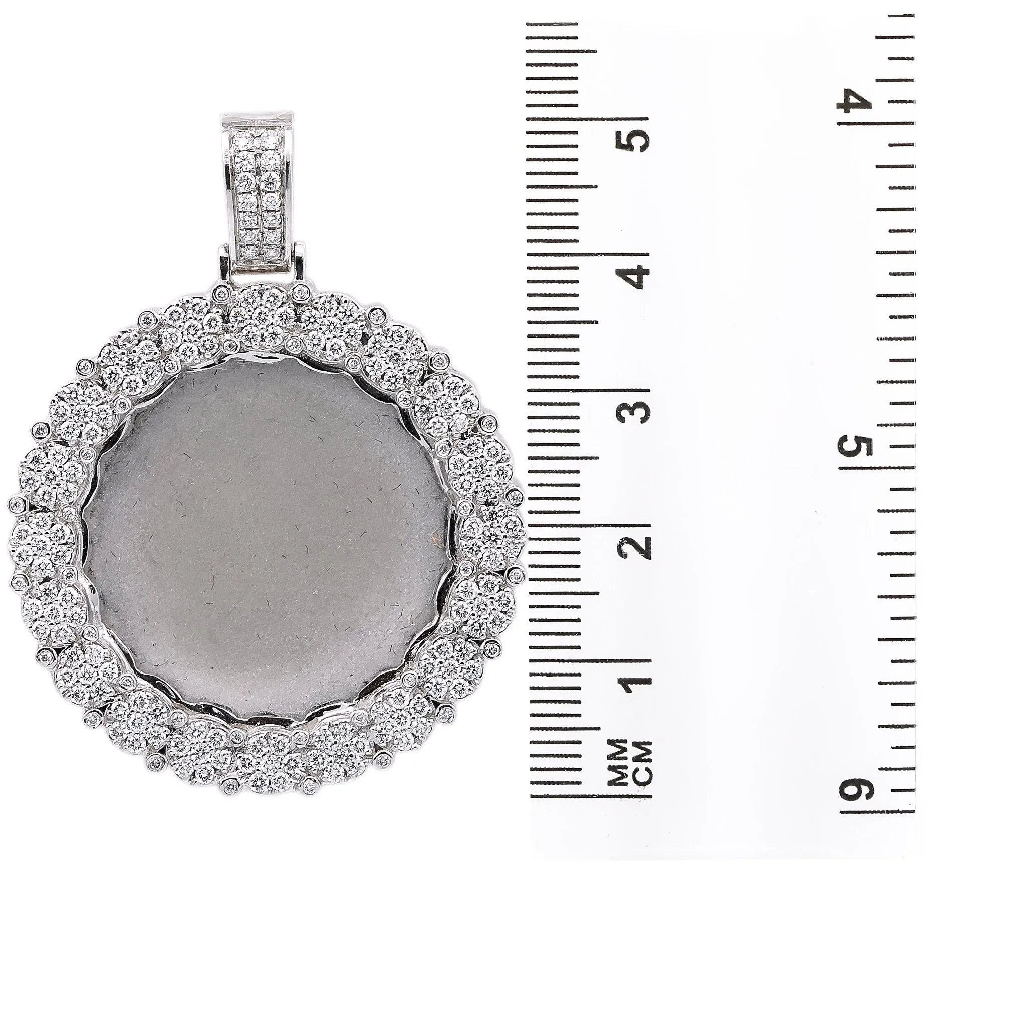 Unisex 14K White Gold Blank Bezel Pendant with 2.45 CT Diamonds