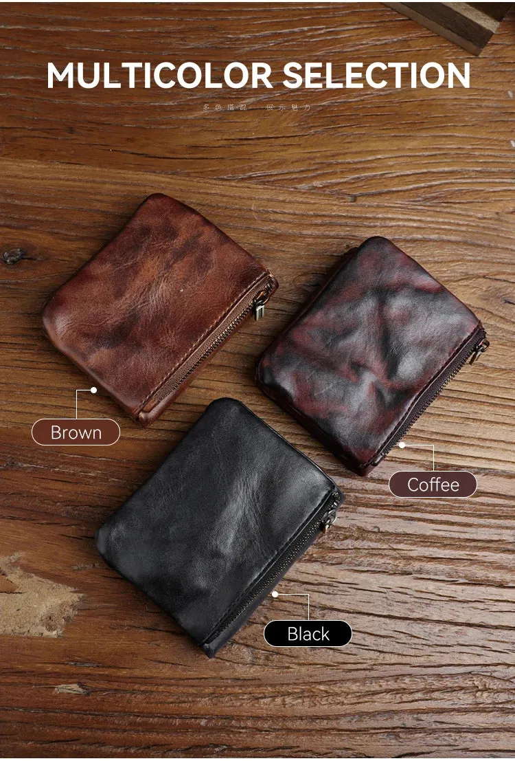 Unisex Retro Genuine Leather Handmade Card Slot Coin Pocket Wallet