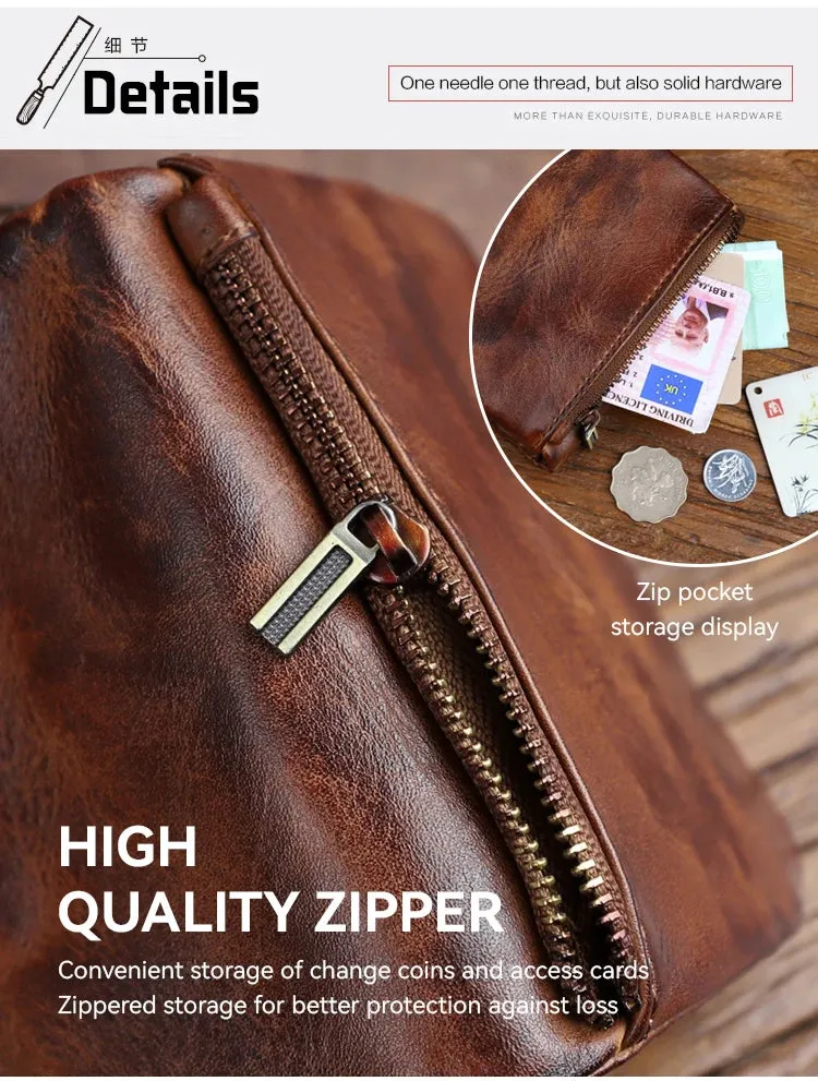 Unisex Retro Genuine Leather Handmade Card Slot Coin Pocket Wallet