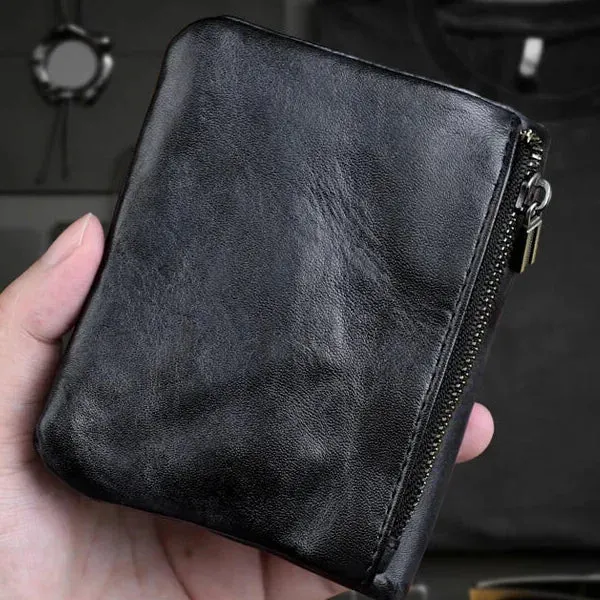 Unisex Retro Genuine Leather Handmade Card Slot Coin Pocket Wallet