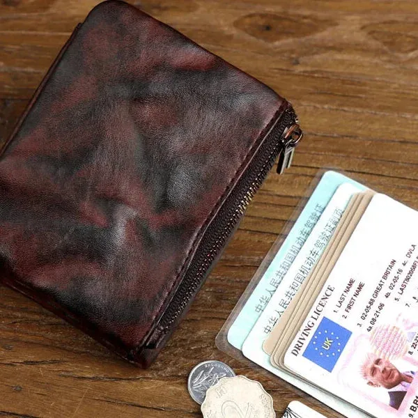 Unisex Retro Genuine Leather Handmade Card Slot Coin Pocket Wallet