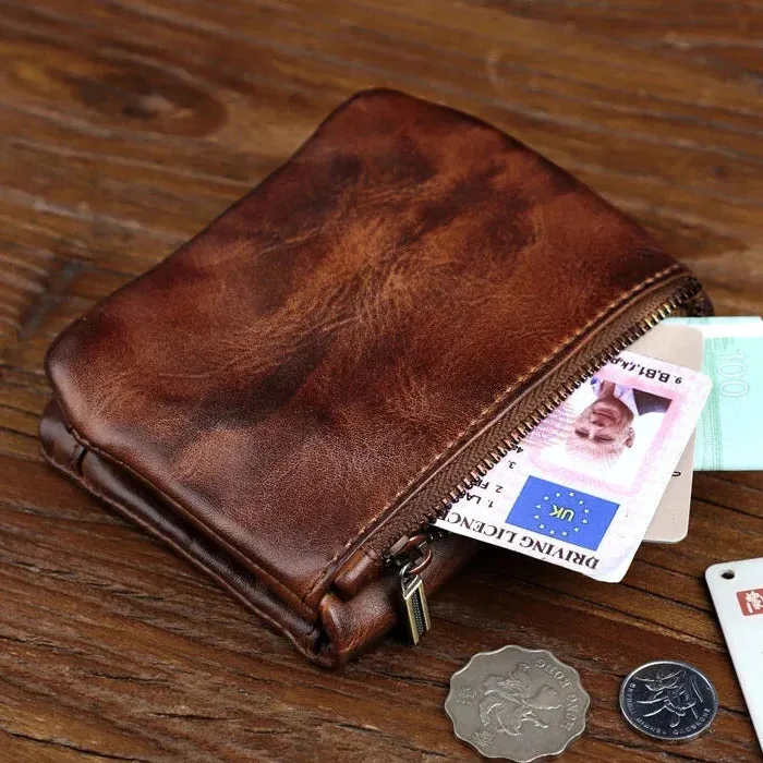 Unisex Retro Genuine Leather Handmade Card Slot Coin Pocket Wallet