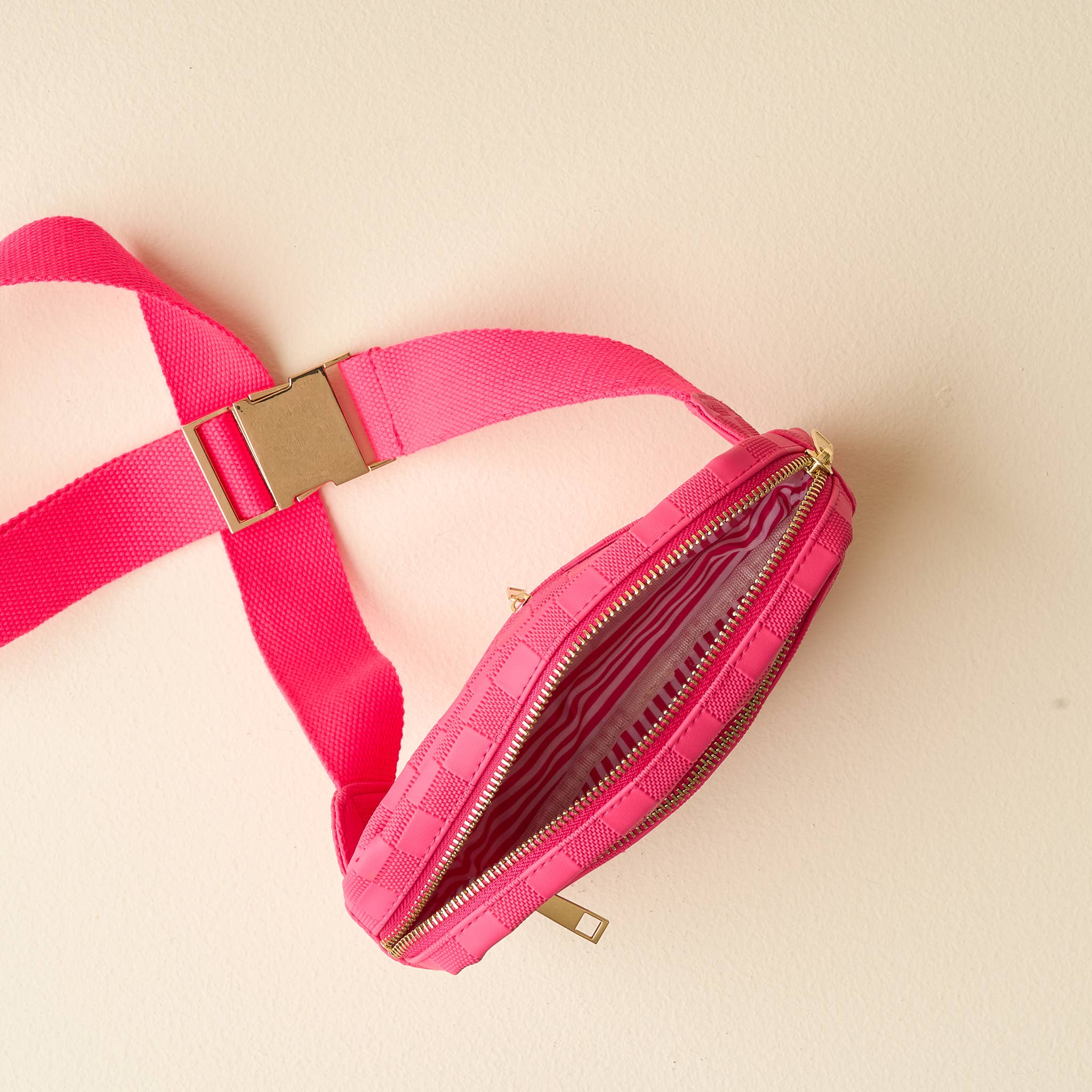 Urban Check Belt Bag- Hot Pink